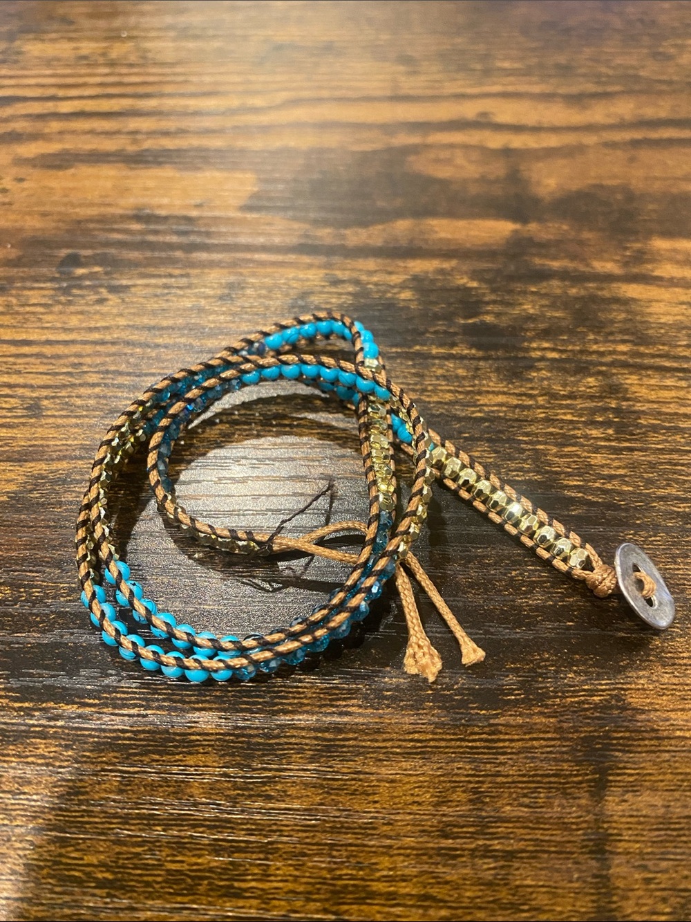 Handwoven Men’s Wrap Bracelet - Turquoise & Brown
